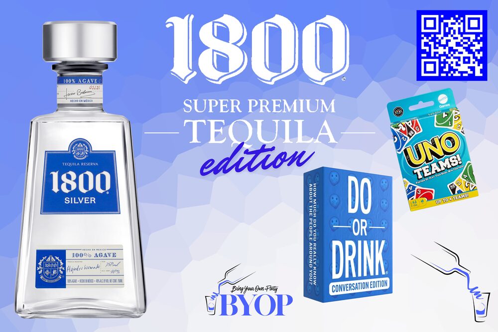 BYOP 1800 Edition coming soon — 1800 Silver super premium tequila with UNO Teams and Do or Drink
