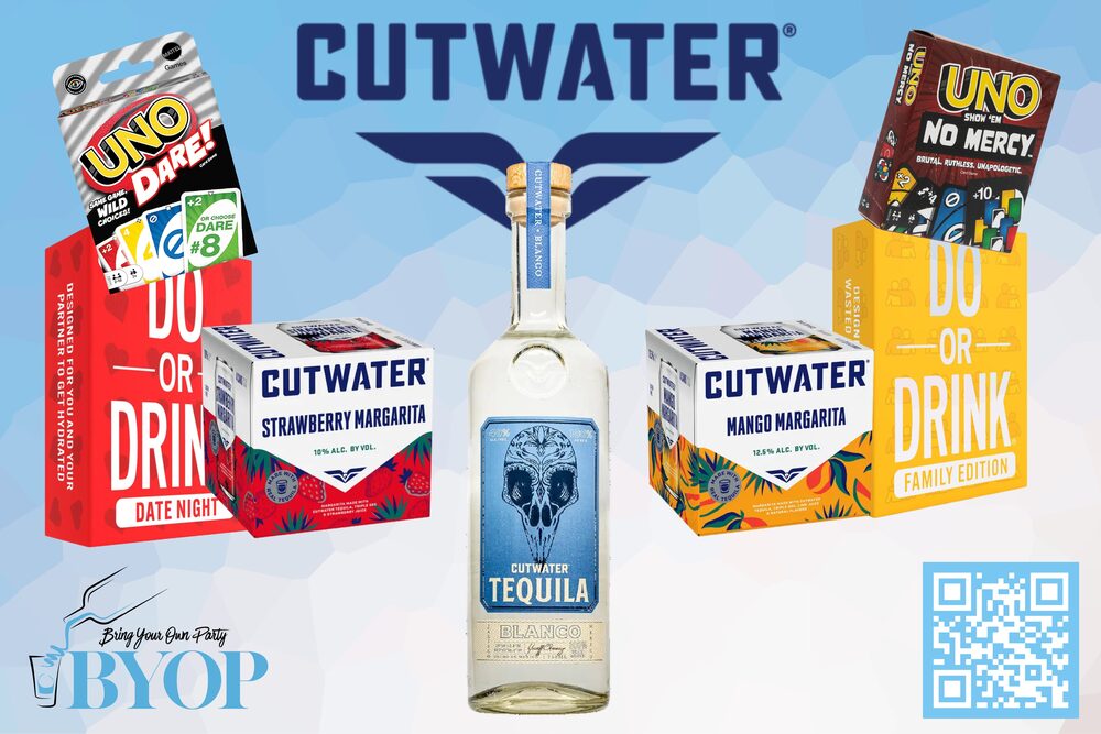BYOP Cutwater RTD Edition — Cutwater tequila with strawberry and mango margarita ready-to-drink packs