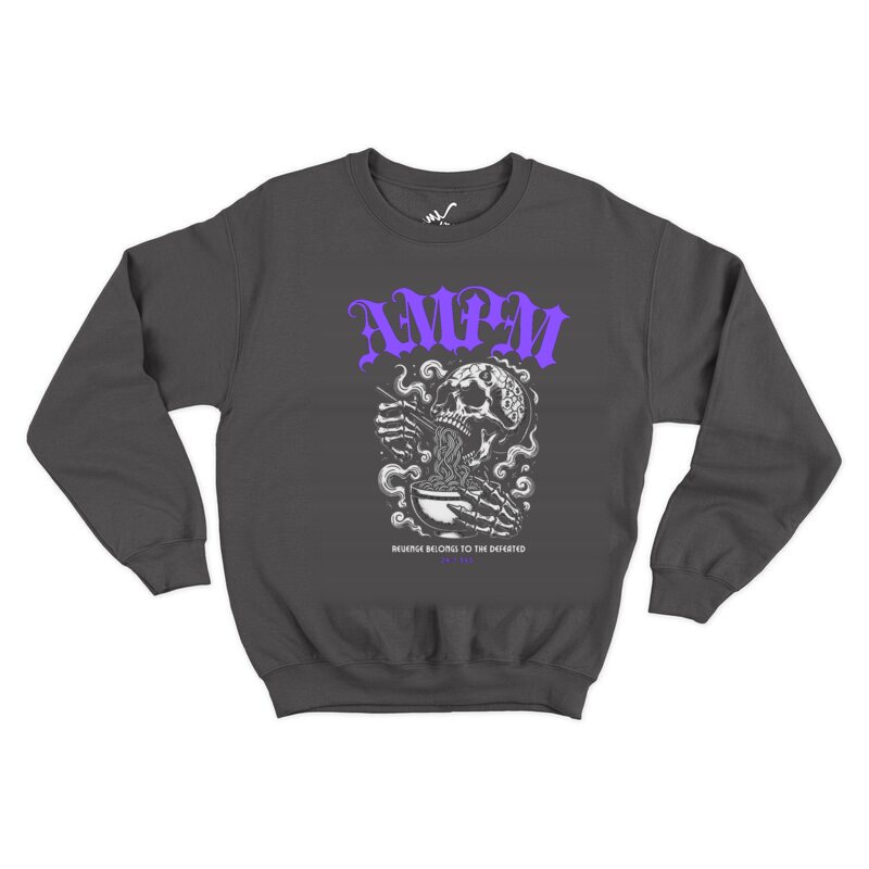 AMPM Reaper — Violet design on a black crewneck