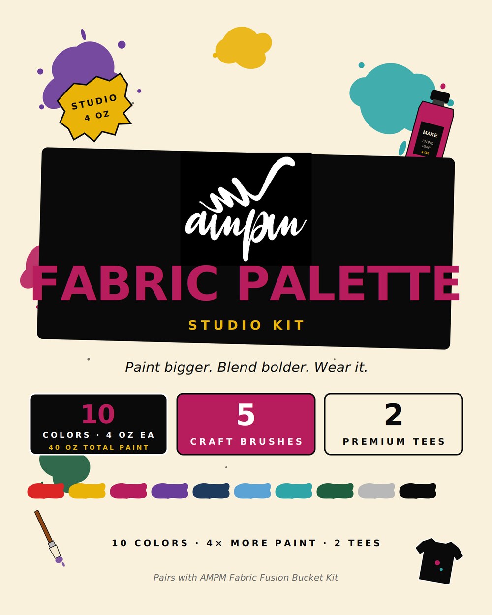 AMPM Fabric Palette Studio Kit, 4 oz