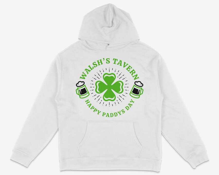 Walsh's Tavern custom hoodie printed by AMPM Print Lab